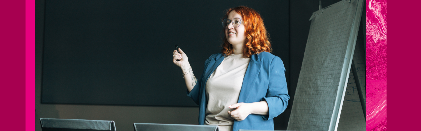 Image of PhD student addressing an audience