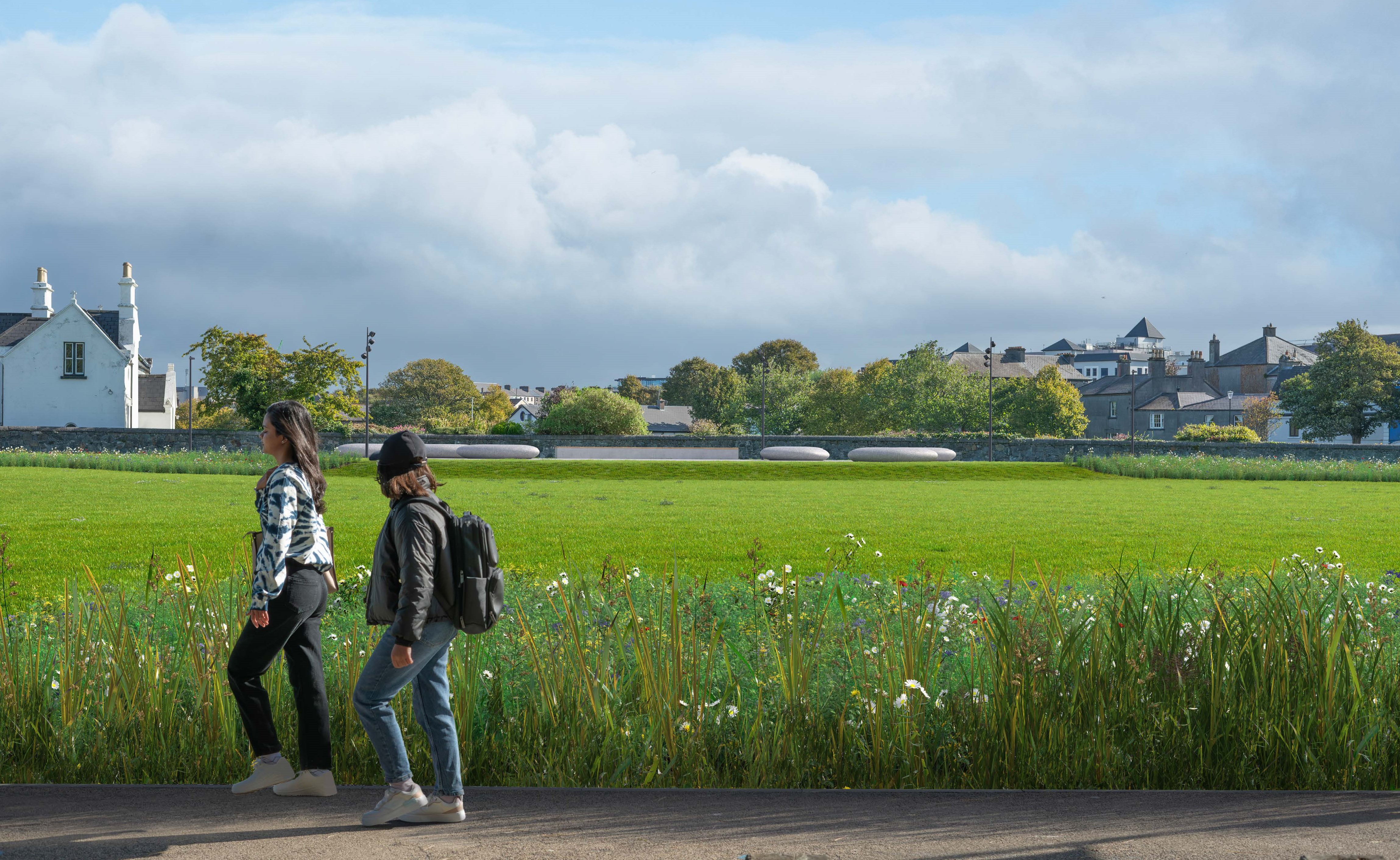 Fisheries Field Photo mockup featuring 2 students walking by.