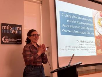 Dr Molly-Claire Gillett delivering a lecture at the Spring Lunchtime Lecture Series 2025 in the Galway City Museum