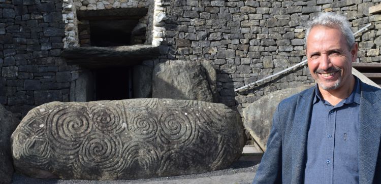 Professor Benbouzid outside Newgrange Passage Tomb, Co. Meath.