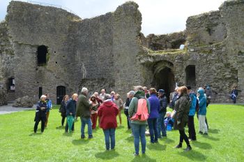 Tour of Roscommon castle as part of the RSAI explorers' excursion, Summer 2023 (4-07-2023) led by Dr Kieran O'Conor, Archaeology.
