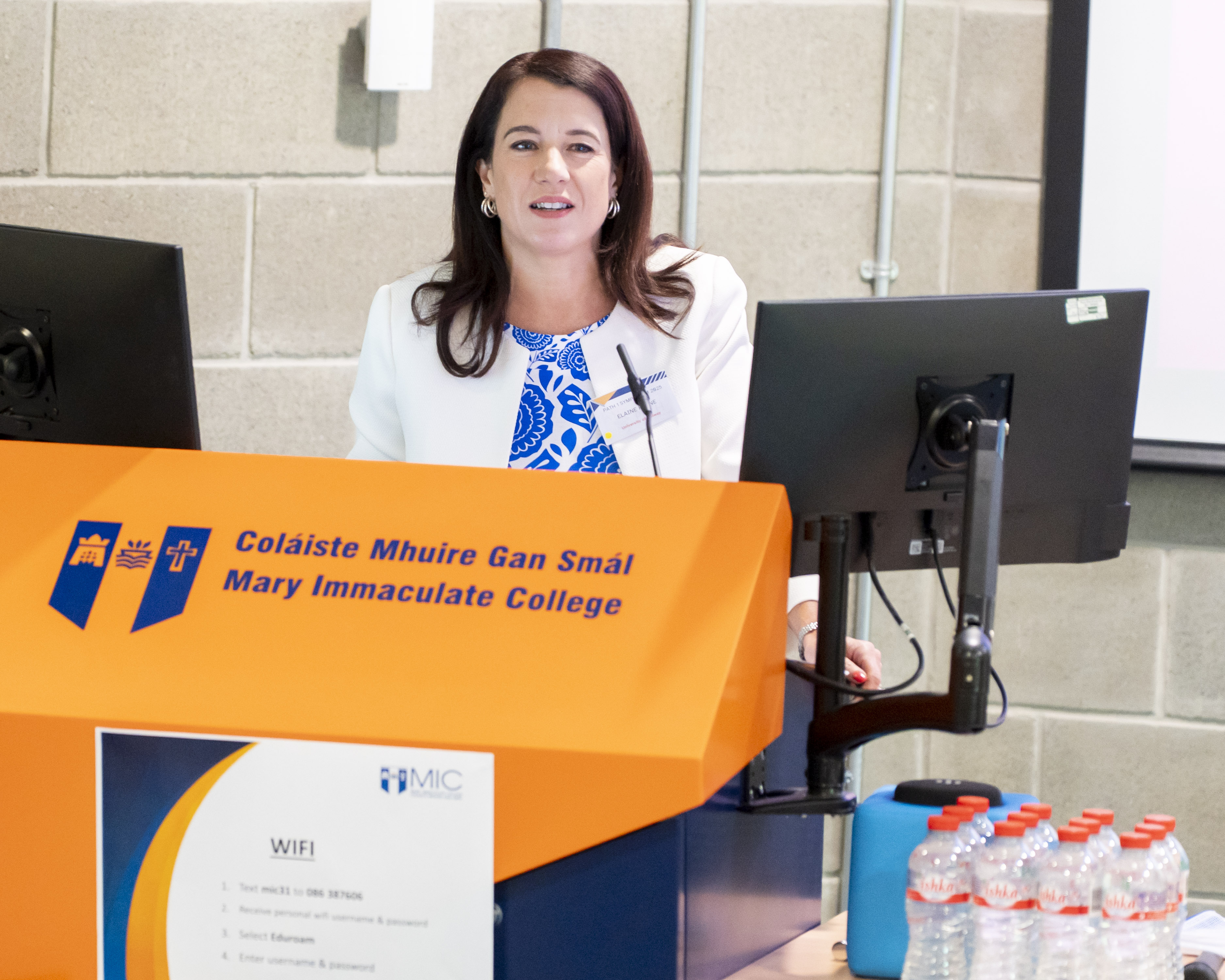 Prof. Elaine Keane speaking at a conference