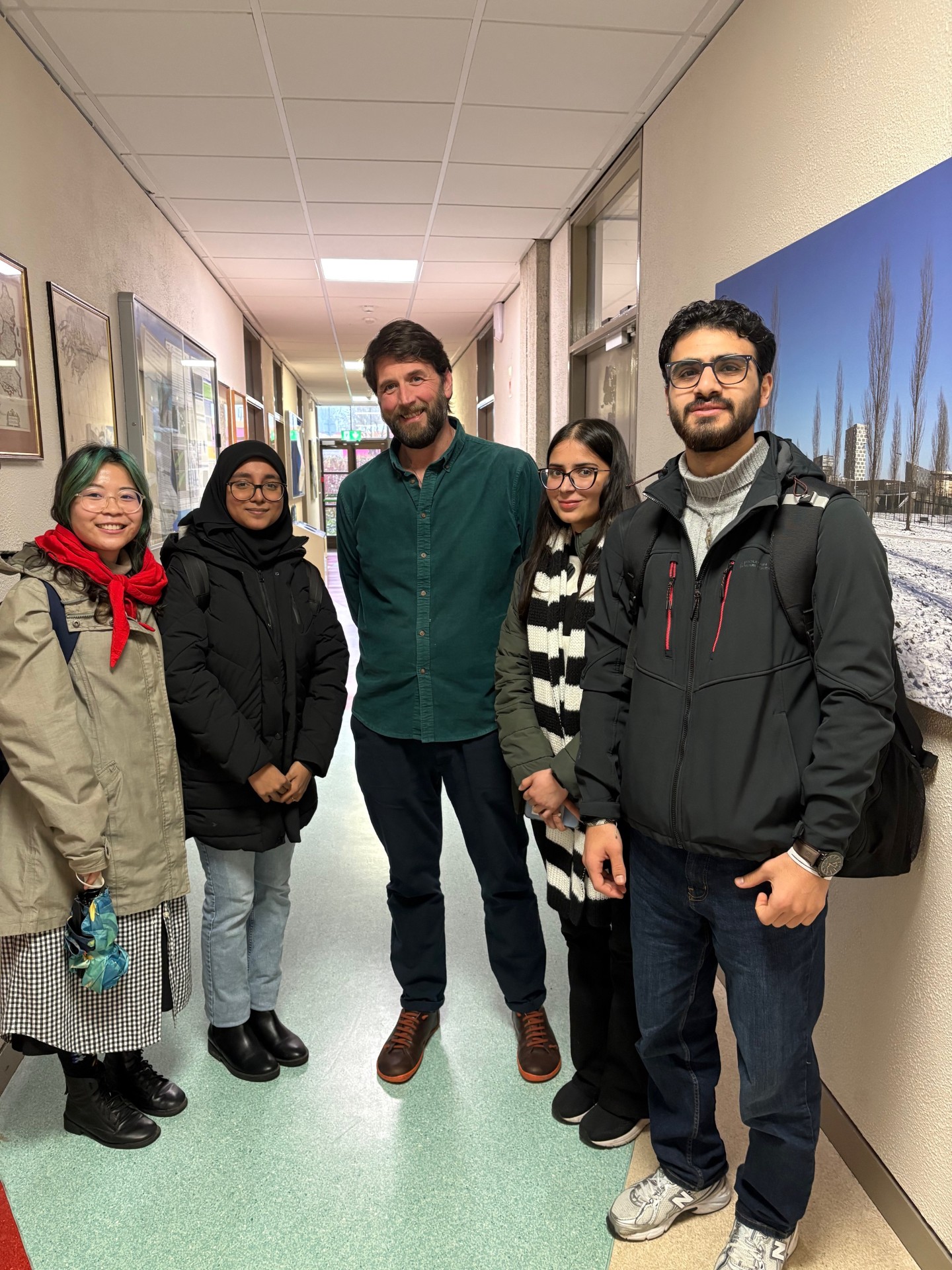 Pictured from left to right are Tam, Reesha, Ayesha and Ali, with Maurice at the centre, following t