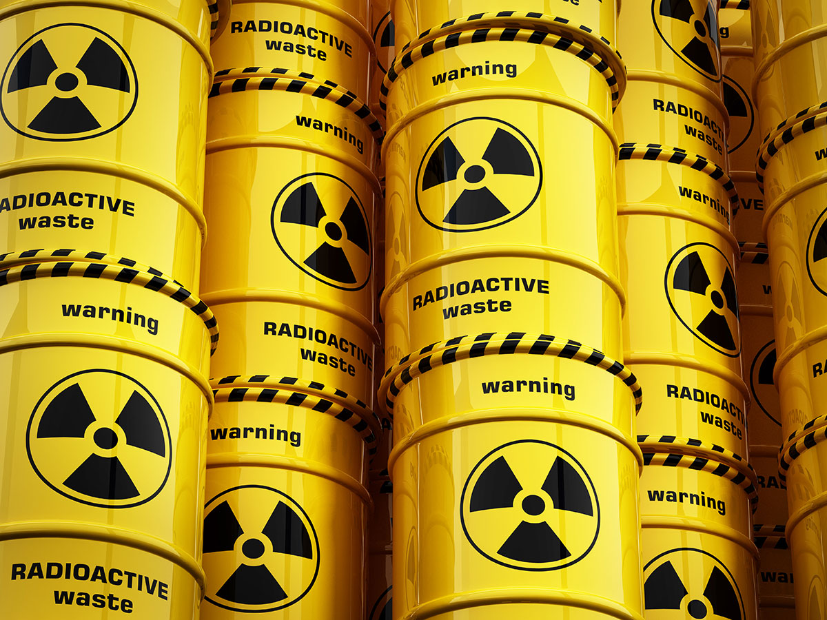 Radioactive active yellow barrels