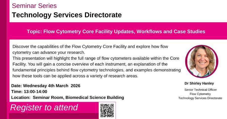 A brochure for a flow cytometry seminar with the a picture of the presenter
