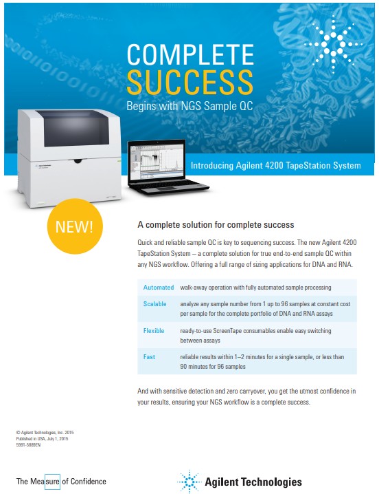 A brochure advertising a seminar for a tape station piece of equipment. There is a picture of the TapeStation equipment alongside details of the seminar in text.