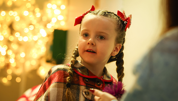 Novia Ward enjoying the magic at the Sensory Friendly Santa’s Grotto at University of Galway. 