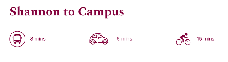 routes from shannon town to campus